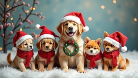 圣诞节可爱呆萌狗狗写真图片